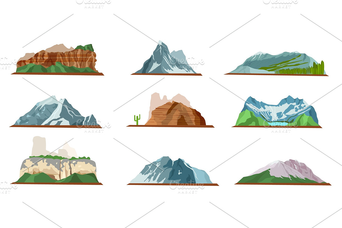 Mountain Icons Set. Various Types of in Illustrations - product preview 8