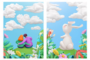 Easter bunny, couple in love, vector