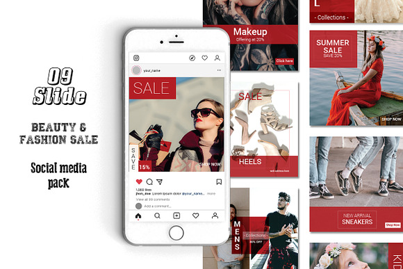 RED SOCIAL MEDIA PACK FOR INSTAGRAM in Instagram Templates - product preview 1