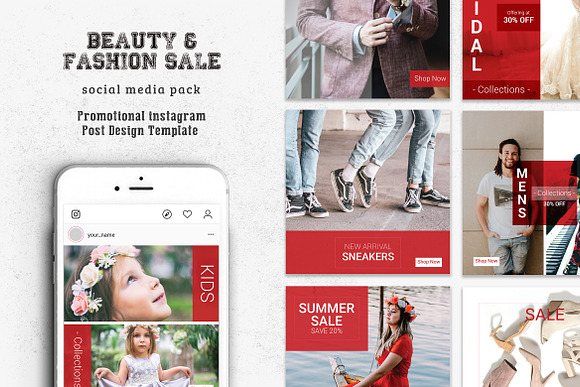 RED SOCIAL MEDIA PACK FOR INSTAGRAM in Instagram Templates - product preview 4