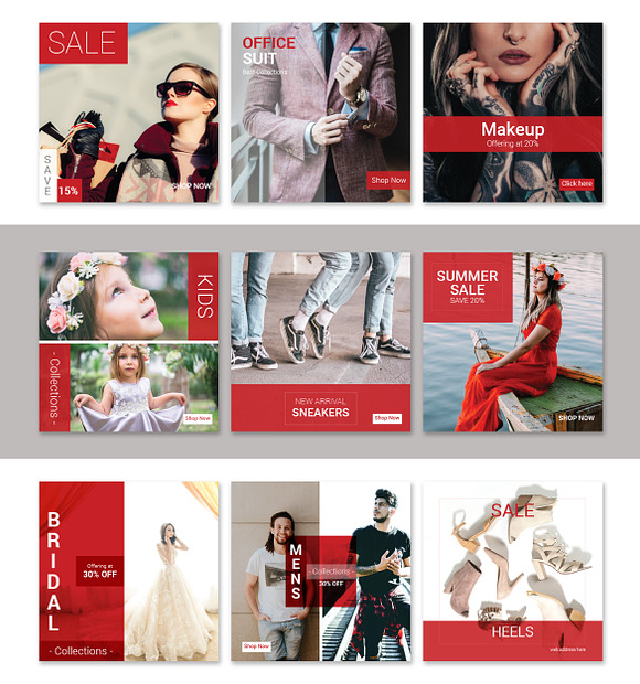 RED SOCIAL MEDIA PACK FOR INSTAGRAM in Instagram Templates - product preview 5