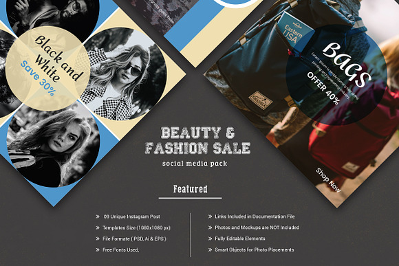 EXCLUSIVE FASHION SOCIAL MEDIA PACK in Instagram Templates - product preview 1