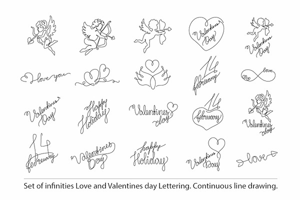 Valentine's Day lettering set.