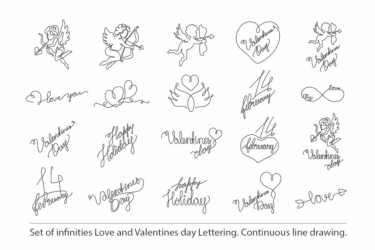 Valentine's Day lettering set. in Illustrations - product preview 8