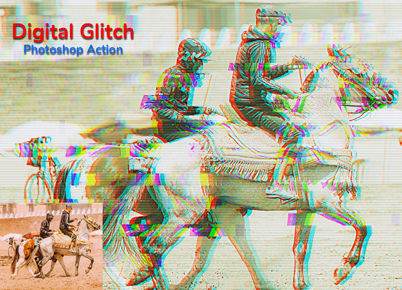 Digital Glitch Photoshop Action in Add-Ons - product preview 1