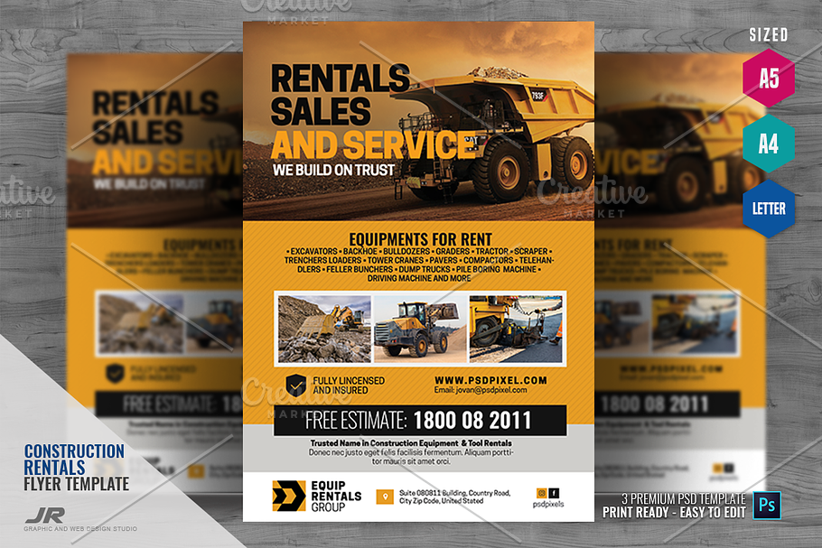 Construction Equipment Sales Rental in Flyer Templates - product preview 8