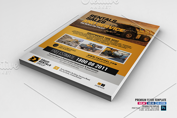 Construction Equipment Sales Rental in Flyer Templates - product preview 2