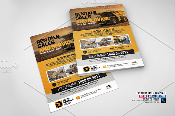 Construction Equipment Sales Rental in Flyer Templates - product preview 3