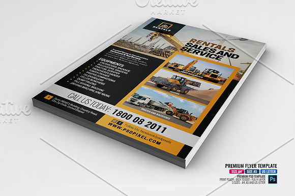 Machine and Equipment Rentals Flyer in Flyer Templates - product preview 1