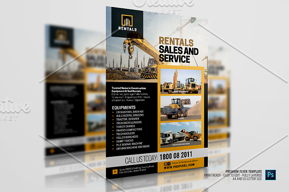 Machine and Equipment Rentals Flyer in Flyer Templates - product preview 2
