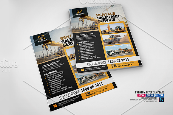Machine and Equipment Rentals Flyer in Flyer Templates - product preview 3