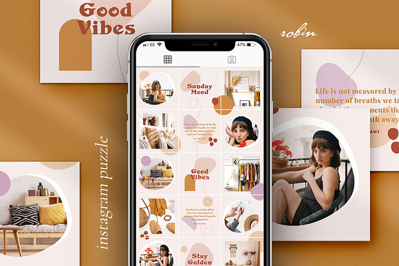 Robin Instagram puzzle | CANVA in Instagram Templates - product preview 9