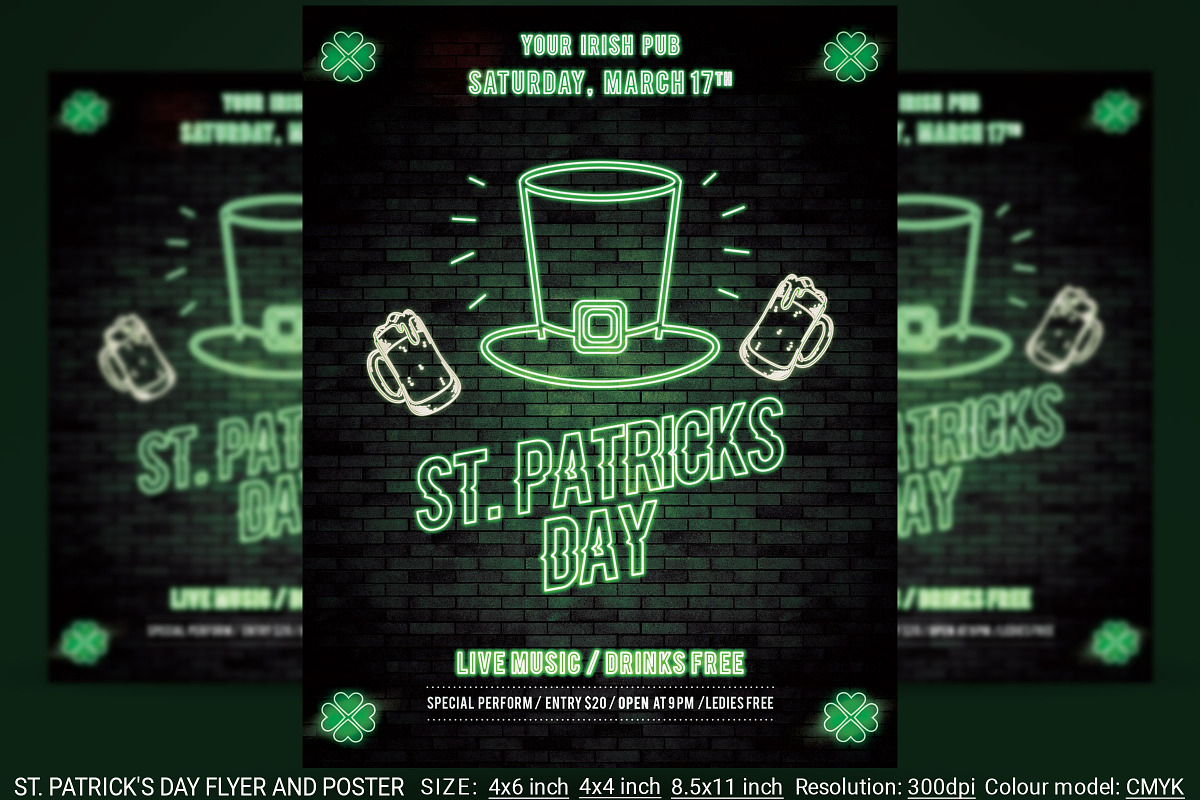 St. Patrick's Day Flyer And Poster in Invitation Templates - product preview 8