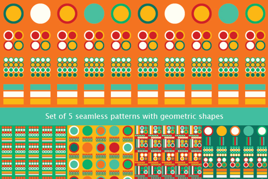 Set of 5 seamless patterns in Patterns - product preview 8