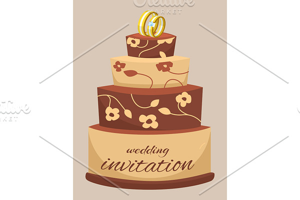Wedding cake decorated with cream