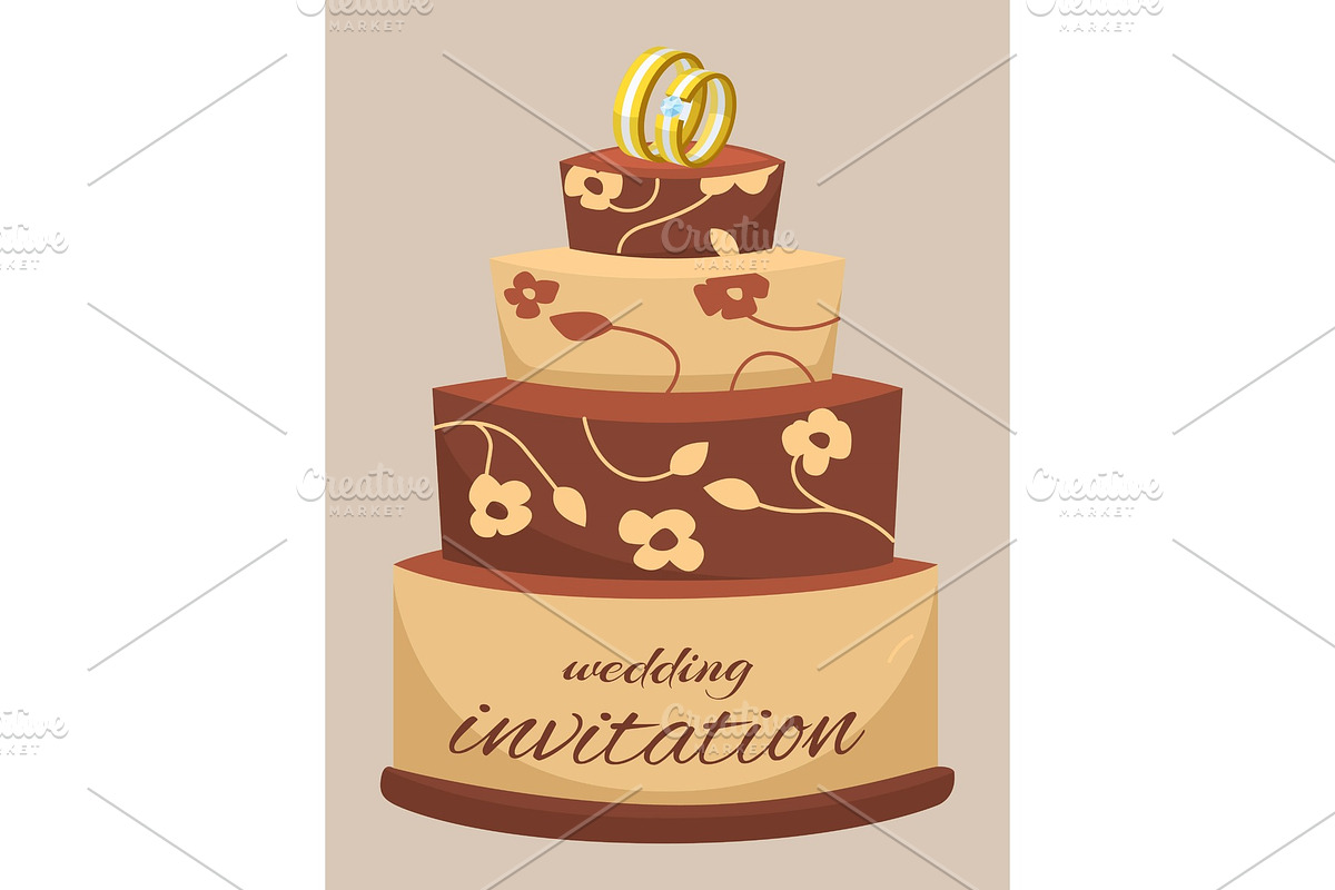 Wedding cake decorated with cream in Objects - product preview 8