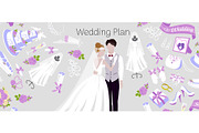 Wedding plan agency with bride and