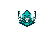 Cyborg Ninja Samurai Sword Mascot
