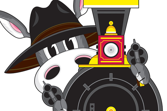 Donkey Cowboy Outlaw & Train in Illustrations - product preview 1
