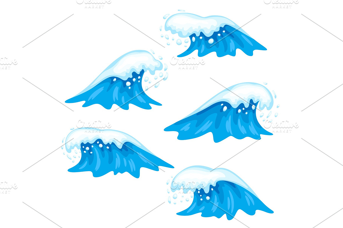 Illustration of waves with sea foam. in Illustrations - product preview 8