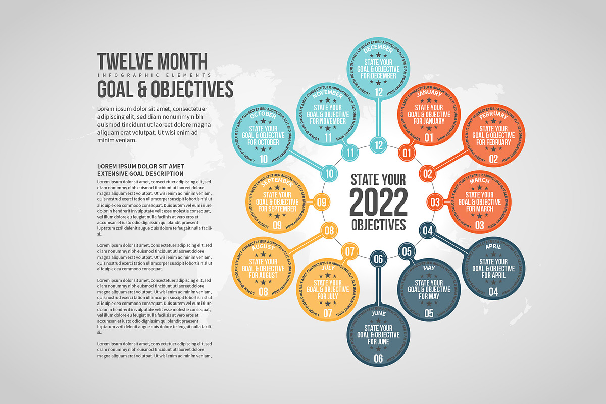 Twelve Month Objectives Infographic in Web Elements - product preview 8