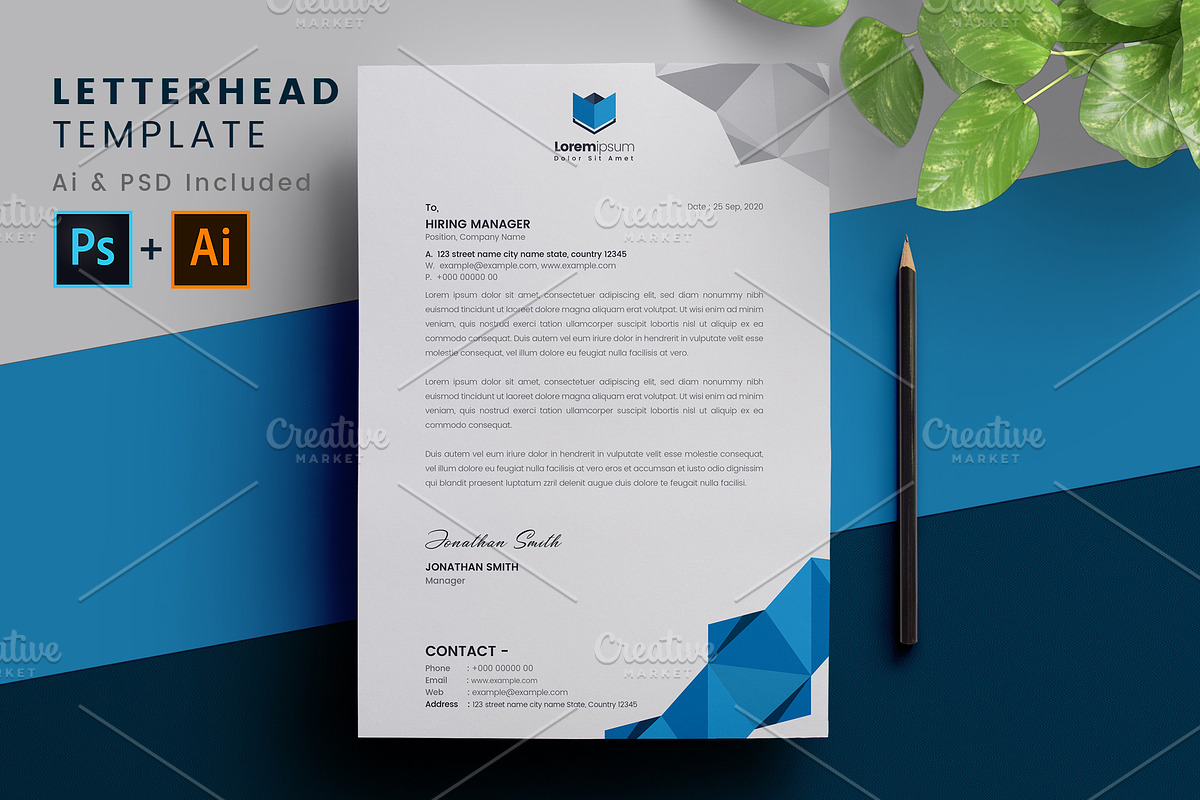 Blue Letterhead in Stationery Templates - product preview 8