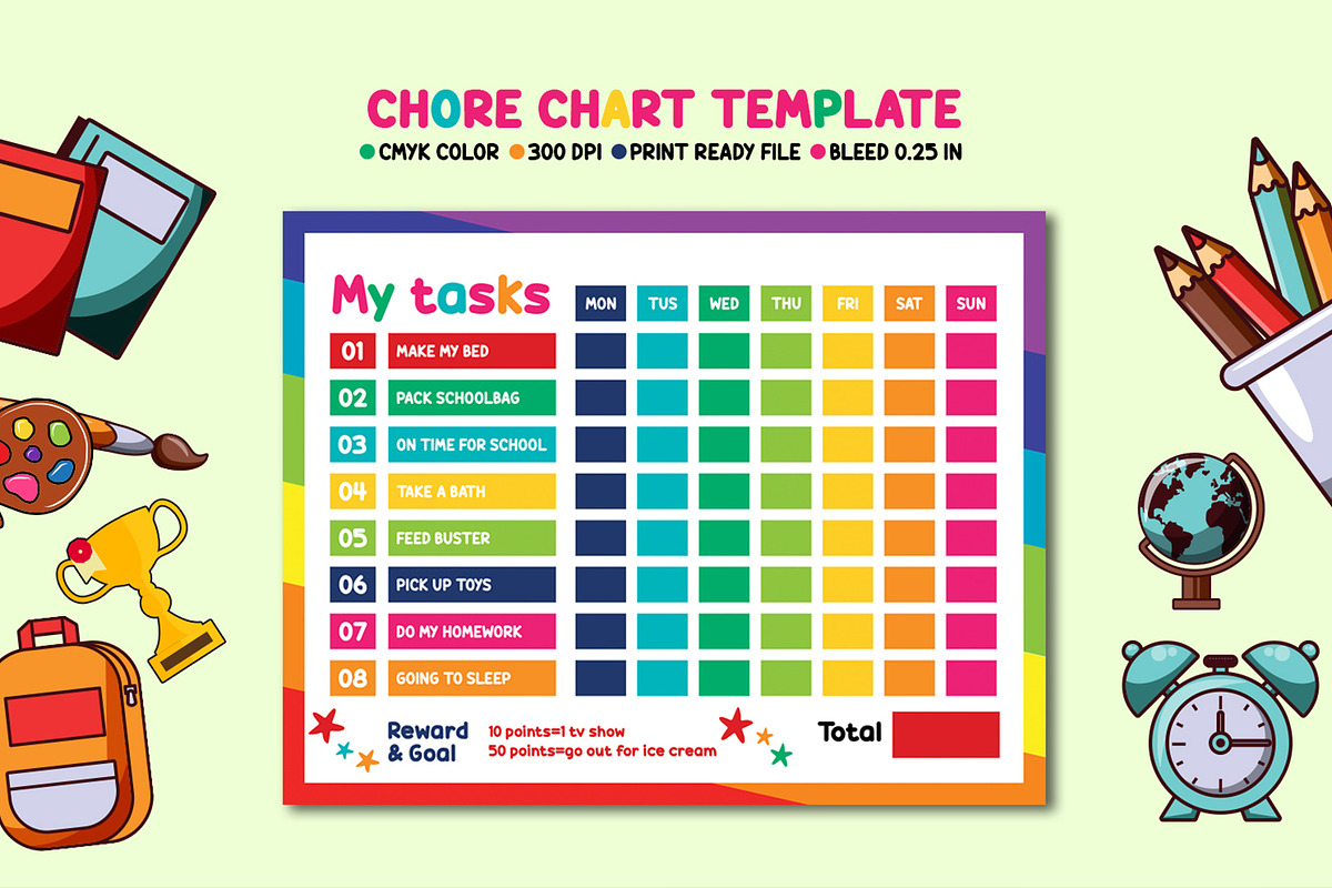 Chore Chart Template V01 in Stationery Templates - product preview 8