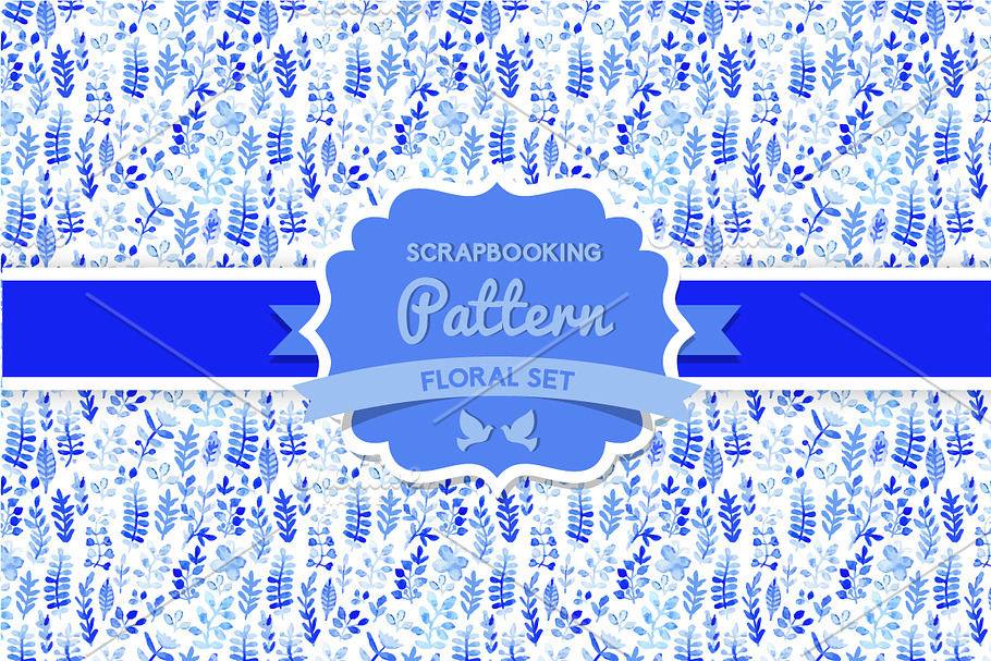 Watercolor vector flowers pattern in Patterns - product preview 8