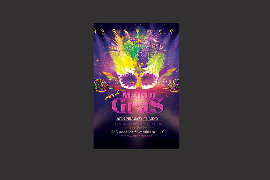 Carnival Mardi Gras Flyer in Flyer Templates - product preview 8