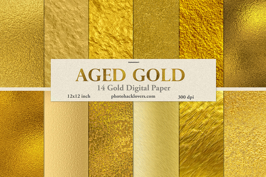 Aged Gold Digital Paper in Textures - product preview 8