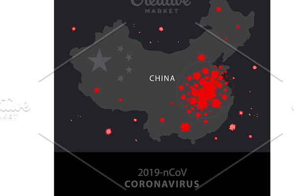 map of china coronavirus infographic