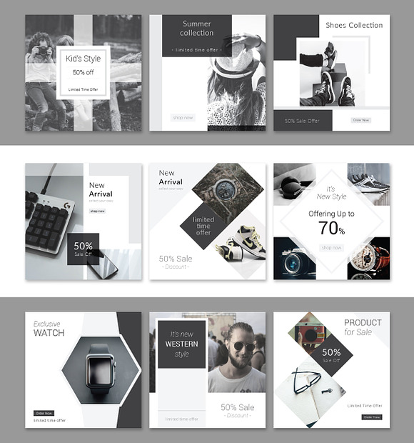 Black and White Social Media Pack in Instagram Templates - product preview 3