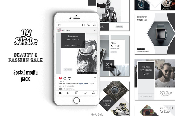 Black and White Social Media Pack in Instagram Templates - product preview 4