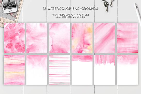 Pink candy - watercolor background in Textures - product preview 3
