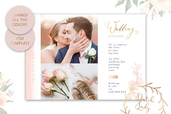 PSD Wedding Photo Card Template #8 in Card Templates - product preview 2