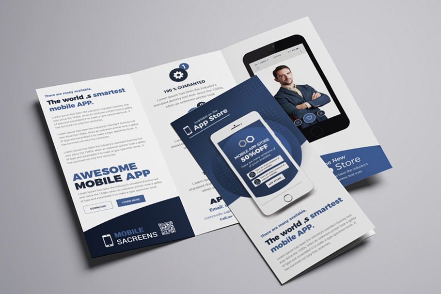 Mobile App Trifold Brochure in Brochure Templates - product preview 8
