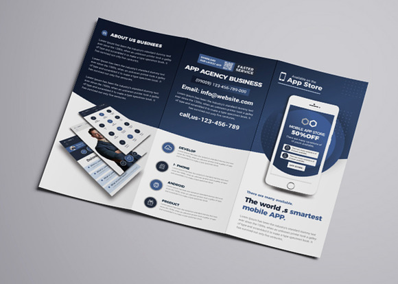 Mobile App Trifold Brochure in Brochure Templates - product preview 1
