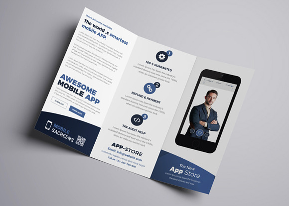 Mobile App Trifold Brochure in Brochure Templates - product preview 2