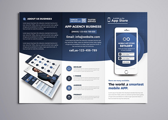 Mobile App Trifold Brochure in Brochure Templates - product preview 3