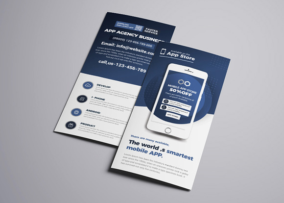 Mobile App Trifold Brochure in Brochure Templates - product preview 4