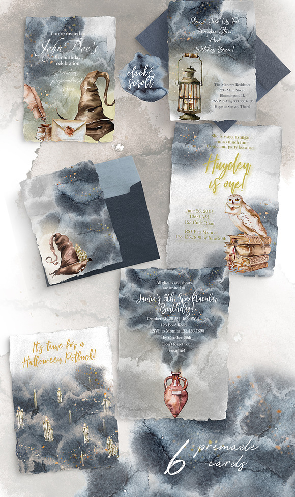 Watercolor Wizard Clipart Set in Illustrations - product preview 2