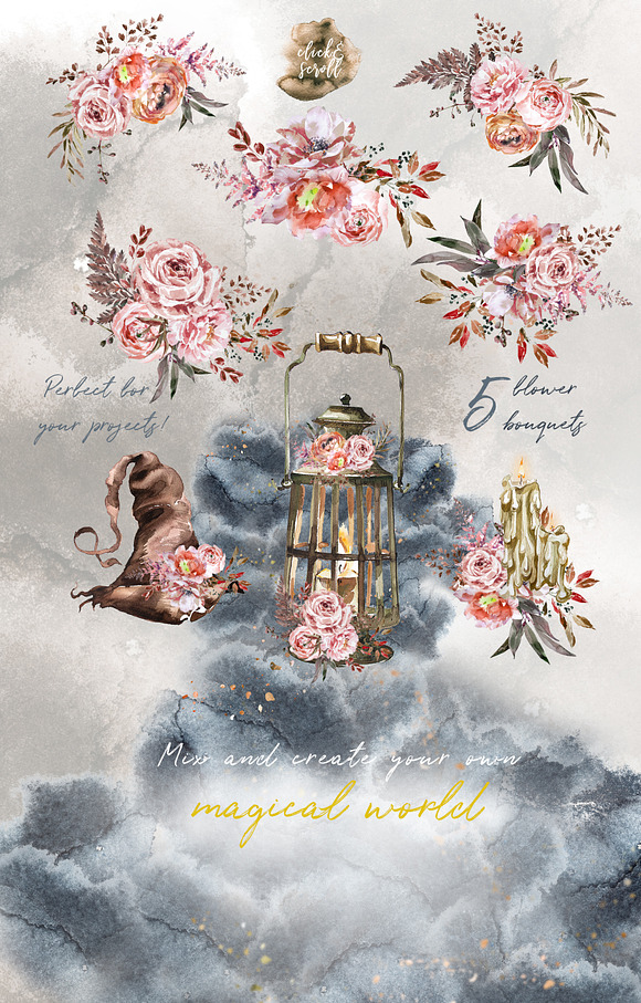 Watercolor Wizard Clipart Set in Illustrations - product preview 5