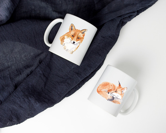 Fox Watercolor Illustration in Illustrations - product preview 4