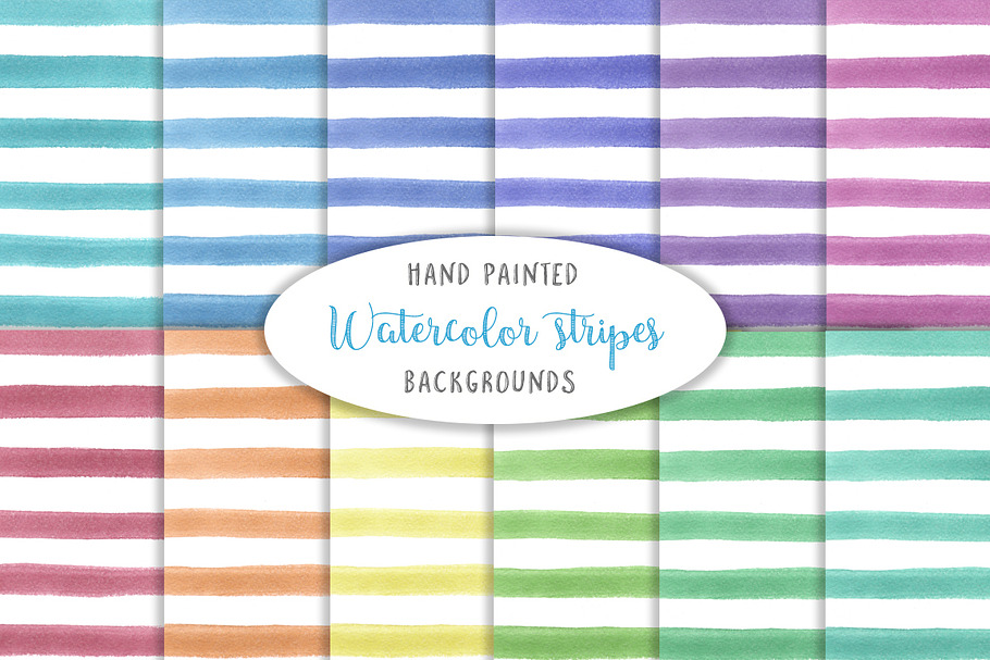 Watercolor stripe backgrounds in Graphics - product preview 8