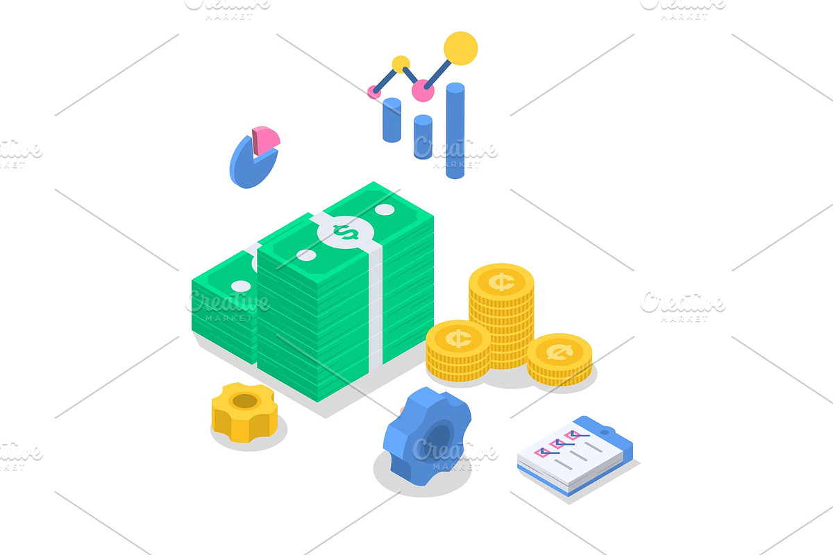 Accounting isometric color vector in Textures - product preview 8