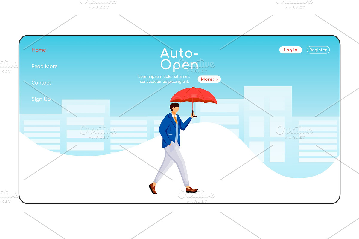 Auto open umbrella landing page flat in Landing Page Templates - product preview 8