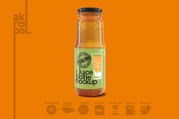 Juice bottle Mock Up in Product Mockups - product preview 1