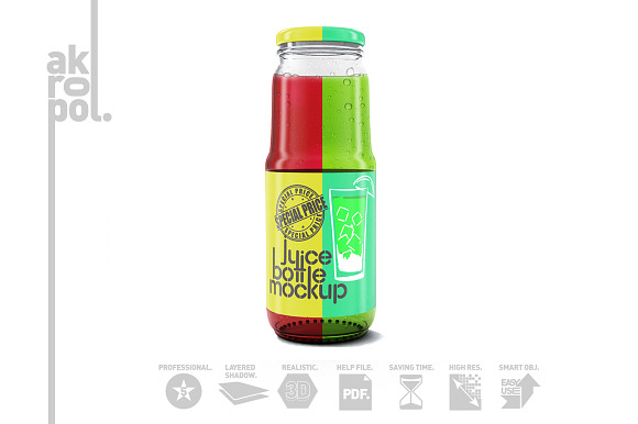 Juice bottle Mock Up in Product Mockups - product preview 2