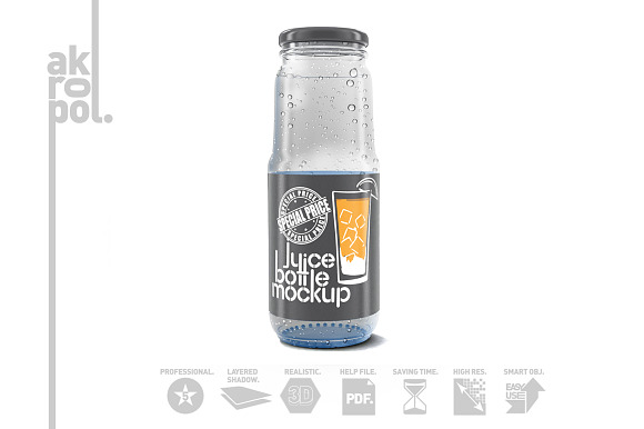 Juice bottle Mock Up in Product Mockups - product preview 3
