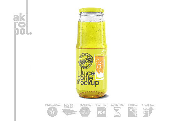 Juice bottle Mock Up in Product Mockups - product preview 4